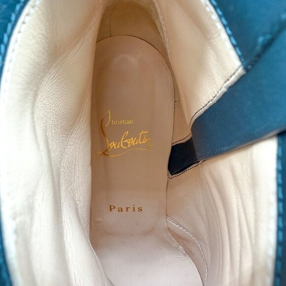 Christian Louboutin Moulamax Teal Velvet Block Heel Ankle Boots Size 38.5 US 8.5 - Picture 15 of 15